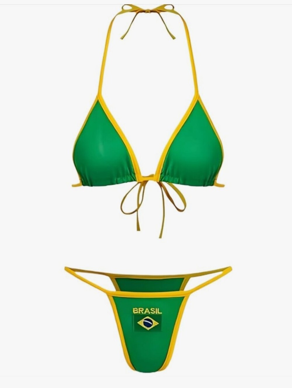 Brazil Micro Green & Yellow Triangle Bikini Set